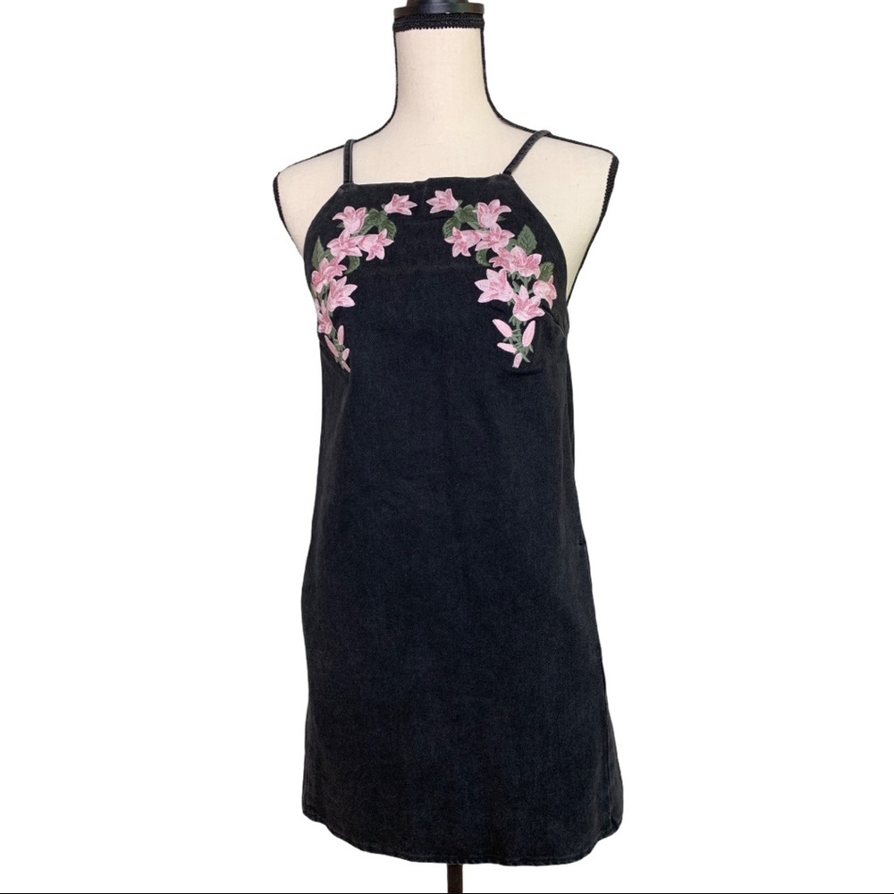 TopShop Moto black denim mini dress